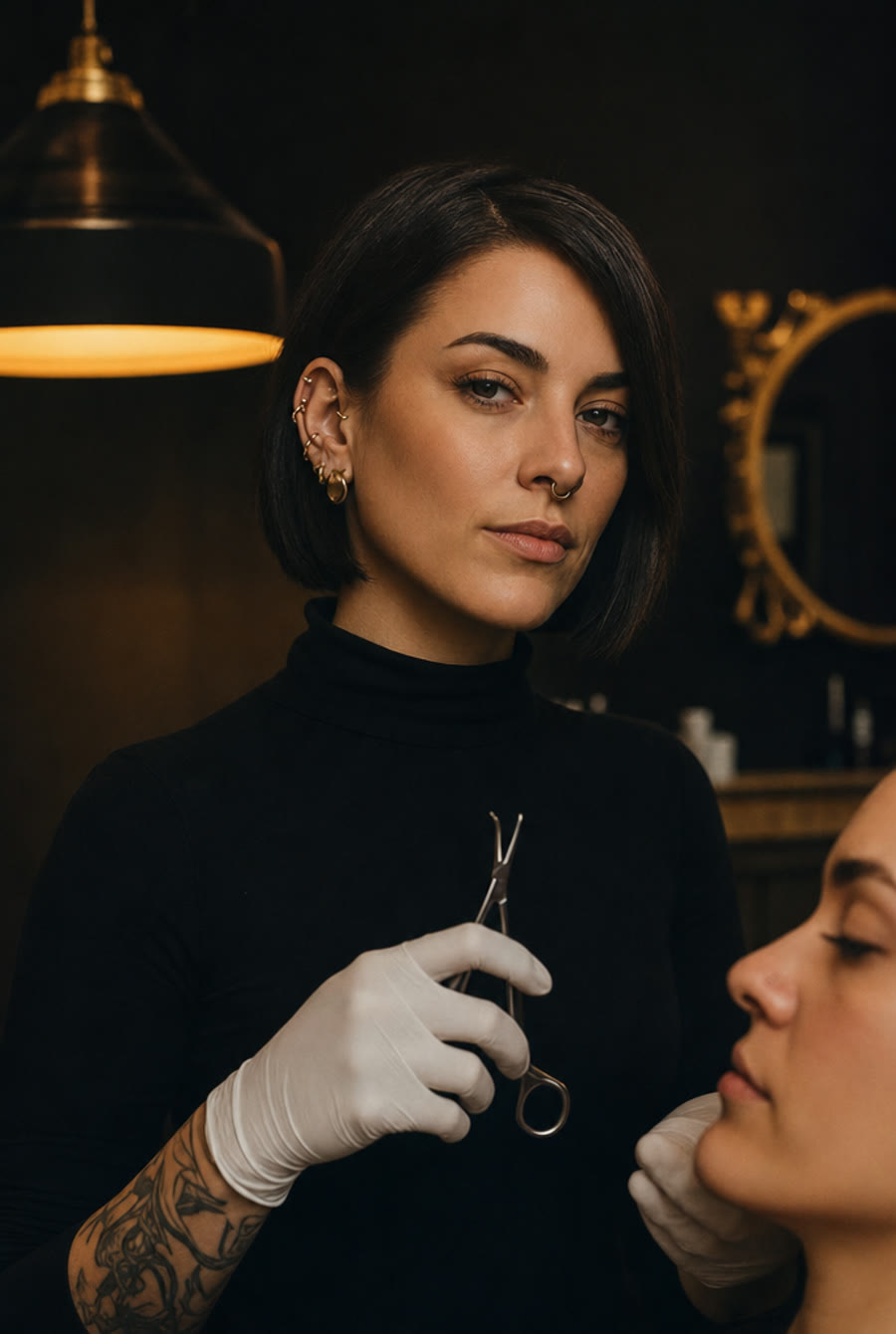 Lena Marsh, piercer at Crown Ink Studio in Brooklyn