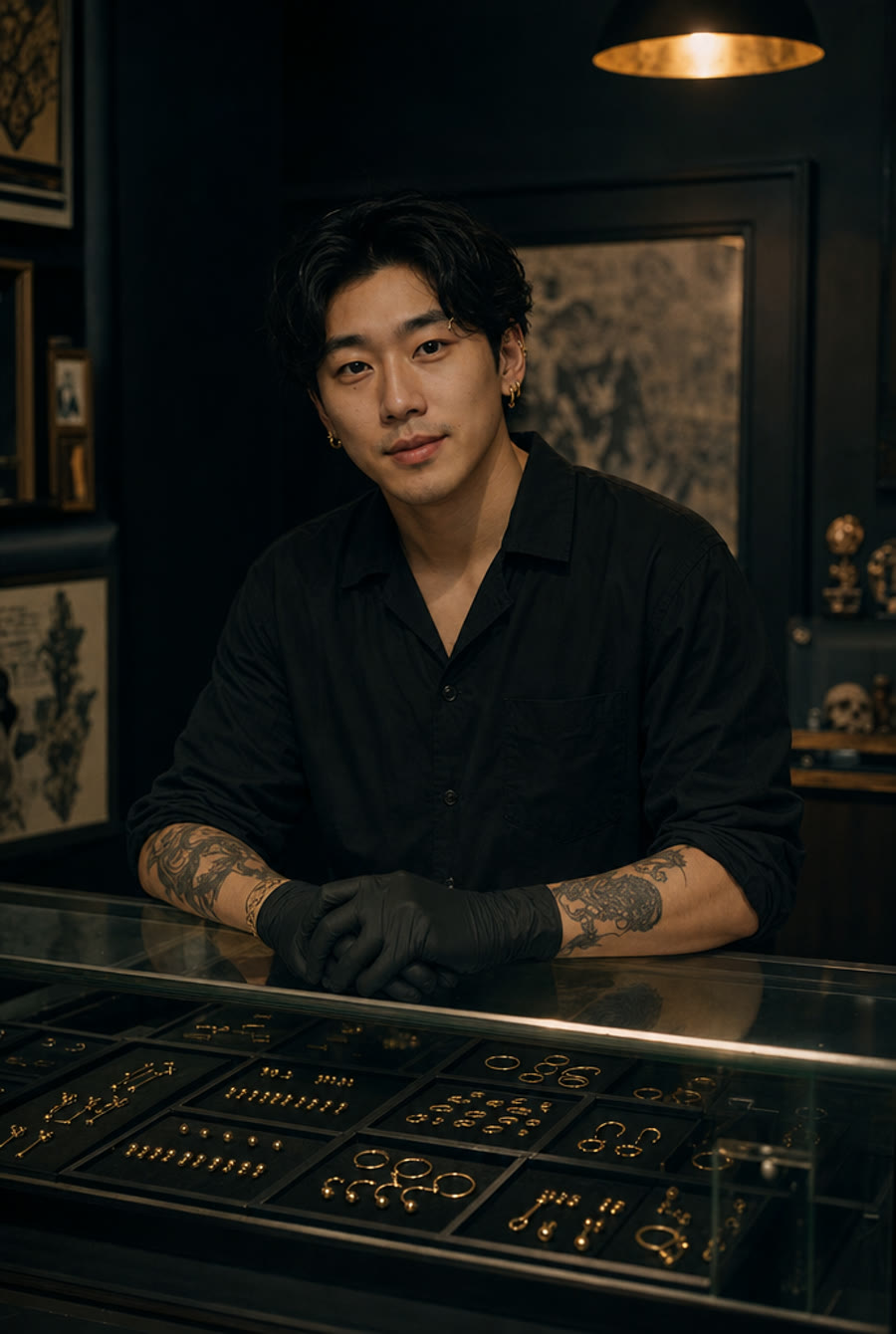 Theo Park, piercer at Crown Ink Studio in Brooklyn