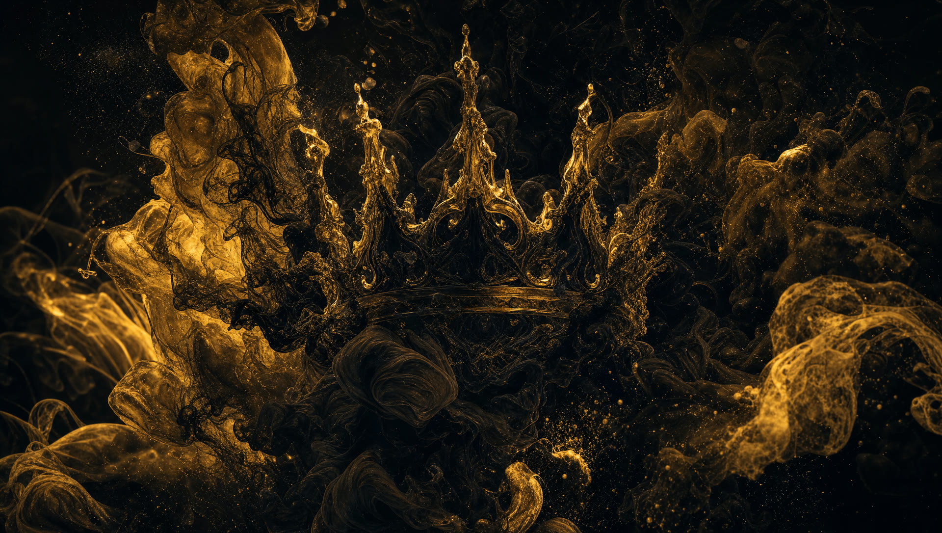 Black ink and gold light forming a crown — Crown Ink Studio custom design art