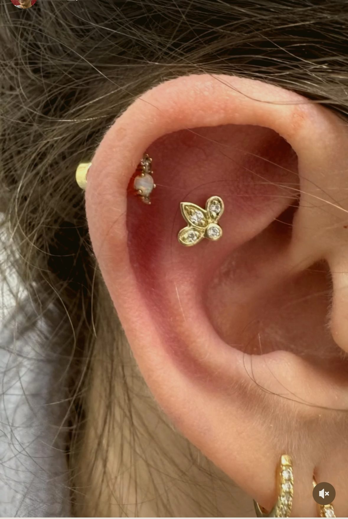 Gold marquise helix trio — by Ana, Crown Ink Studio Brooklyn