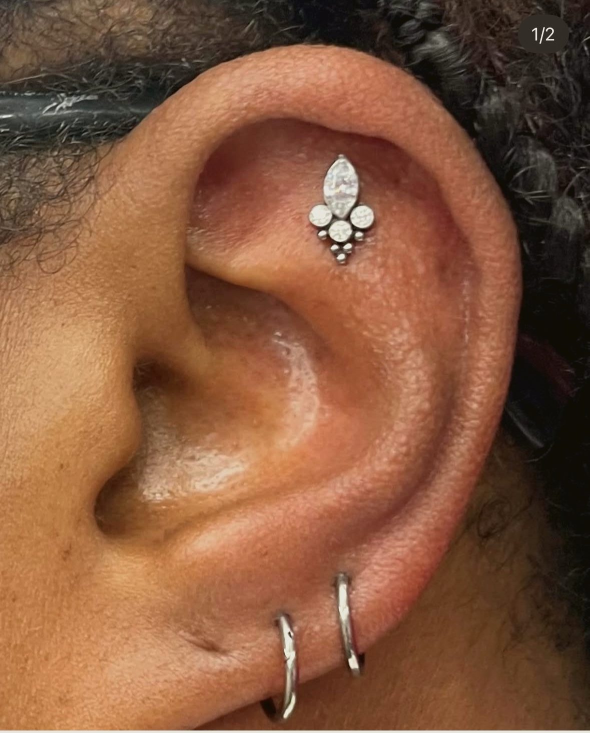 Crown-set flat piercing — by Ana, Crown Ink Studio Brooklyn