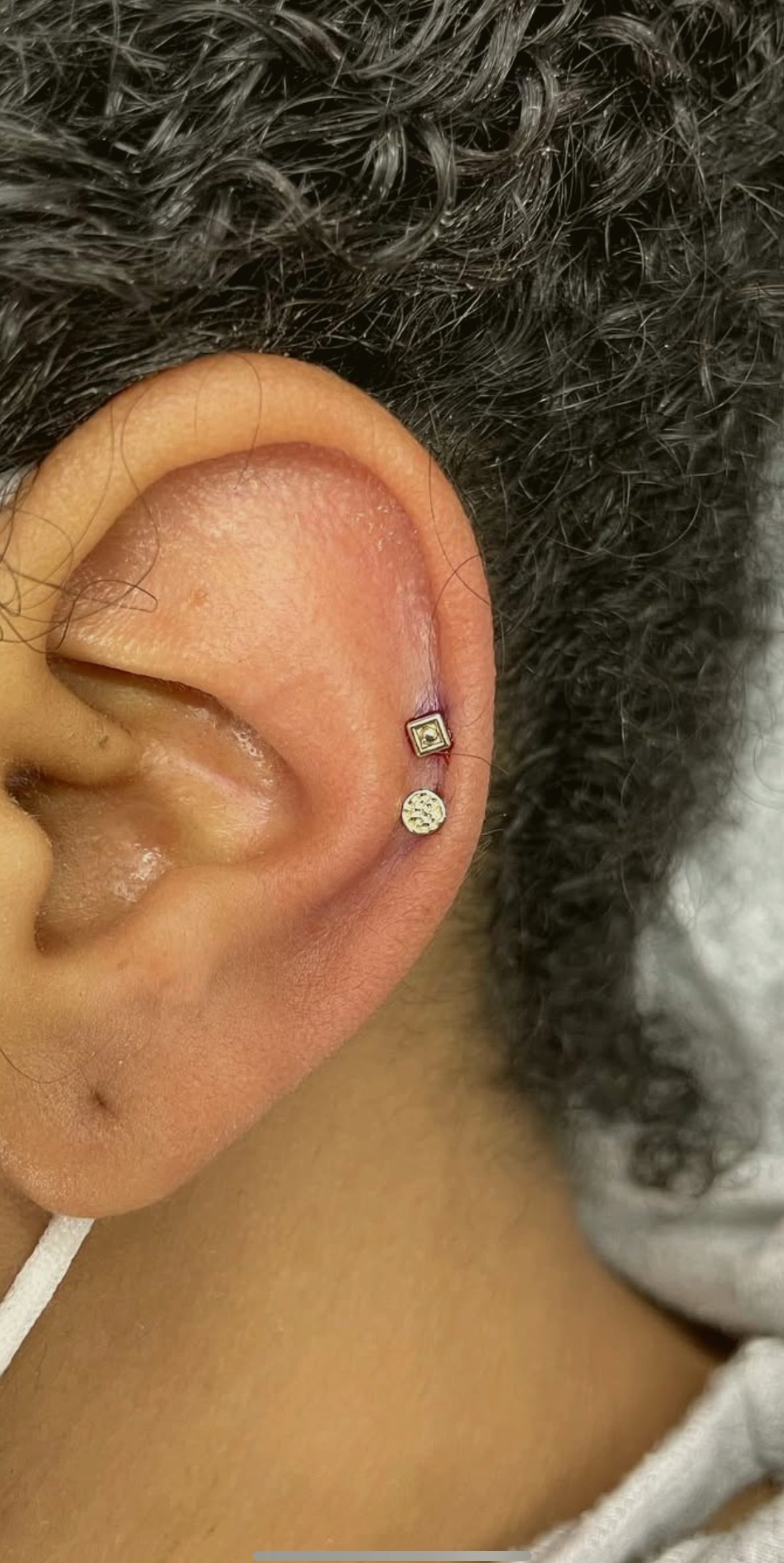 Geometric flat duo in gold — by Ana, Crown Ink Studio Brooklyn