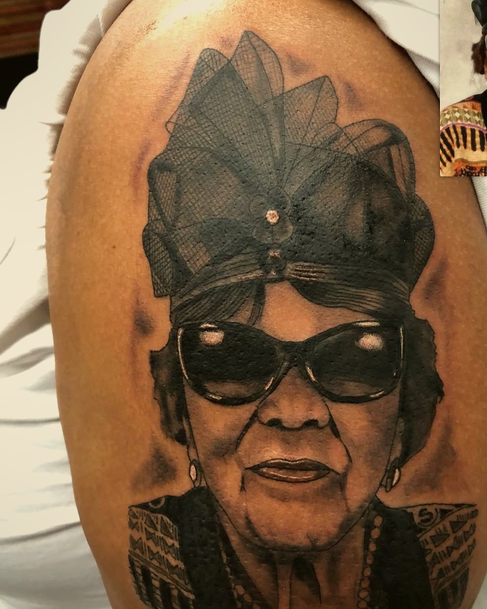 Memorial portrait, high-contrast realism — by Eddie Stabz, Crown Ink Studio Brooklyn
