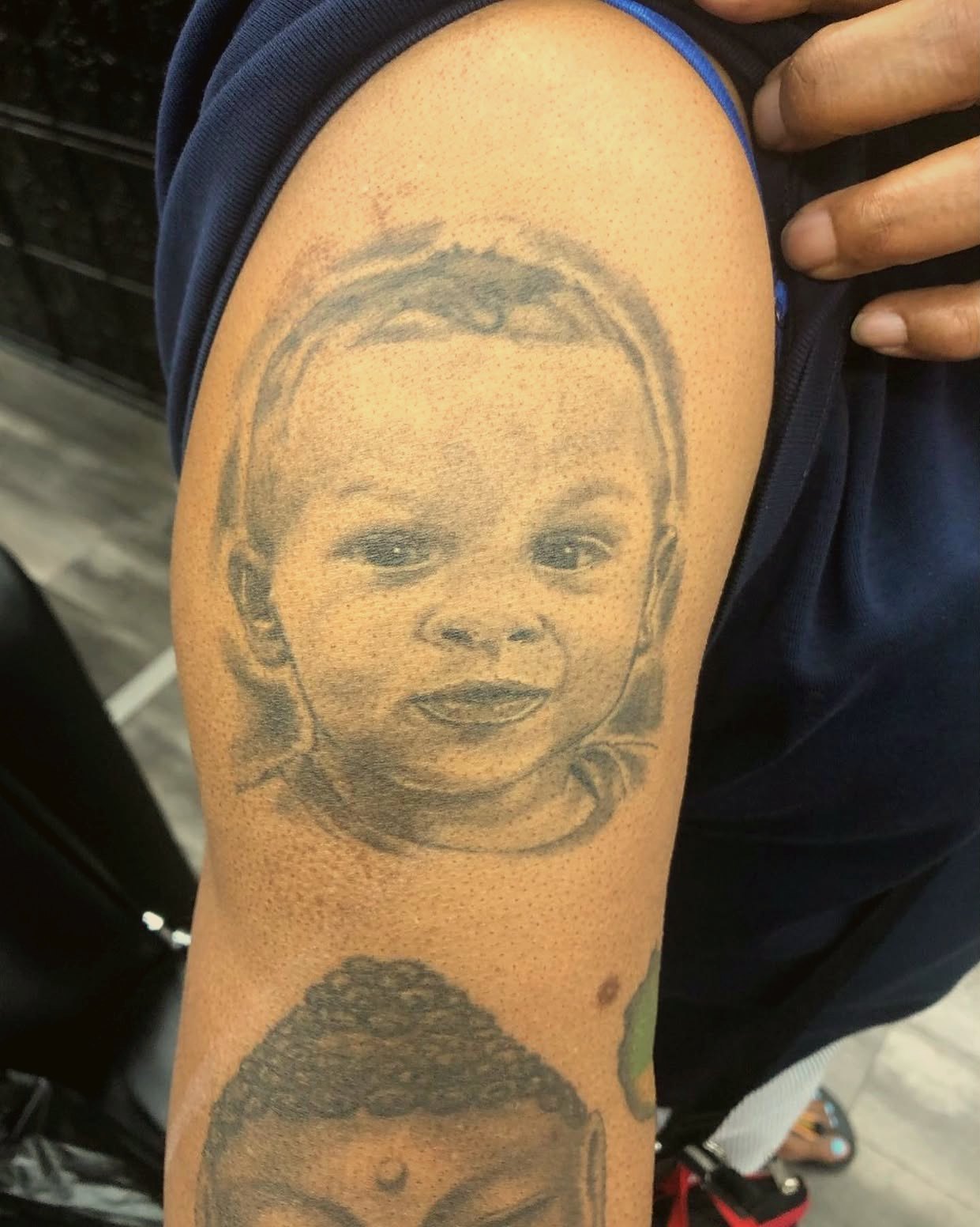Child portrait, soft black & grey — by Eddie Stabz, Crown Ink Studio Brooklyn