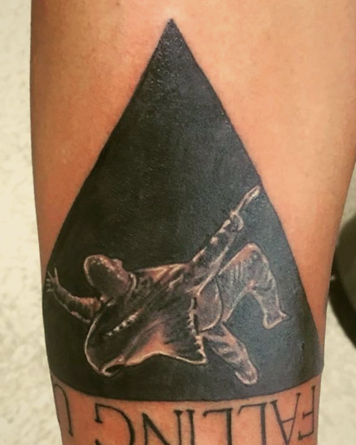 Knife with lettering, black & grey — by Paul Aroca, Crown Ink Studio Brooklyn