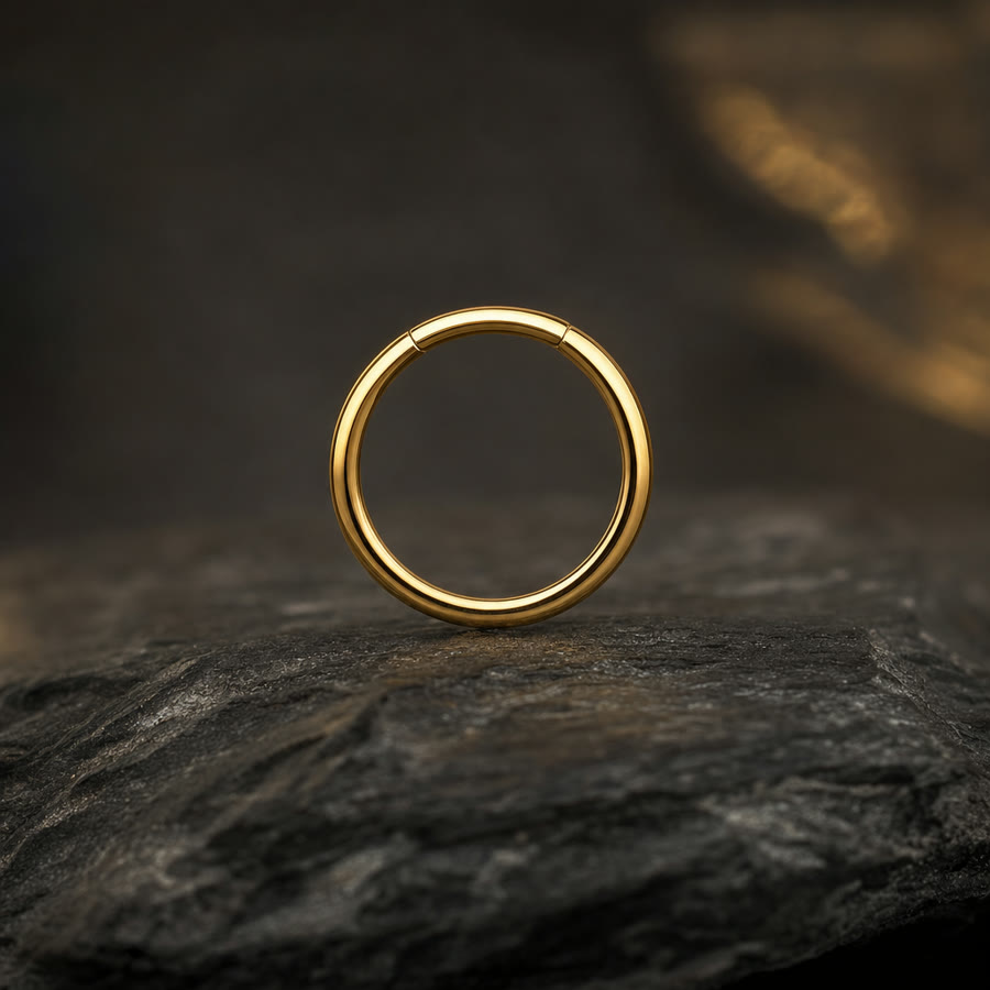 Seamless Helix Hoop — 14k solid gold · 8mm · 18g — Crown Ink Studio jewelry, Brooklyn