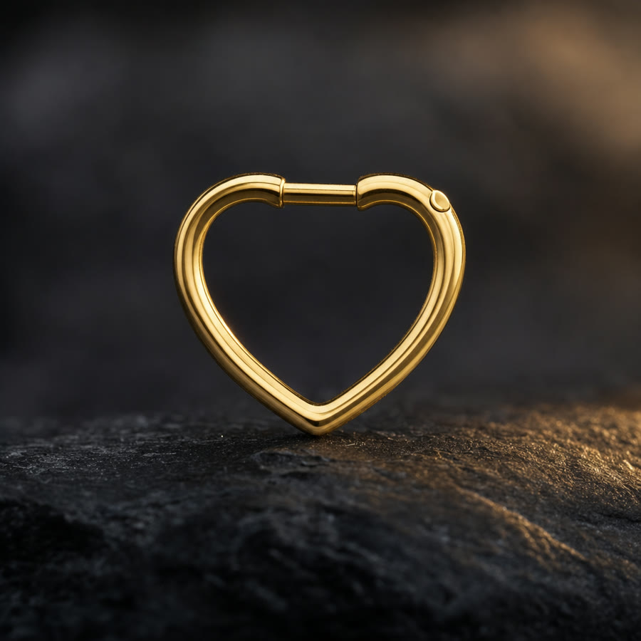 Open Heart Daith Ring — 14k gold · 16g · hinged — Crown Ink Studio jewelry, Brooklyn